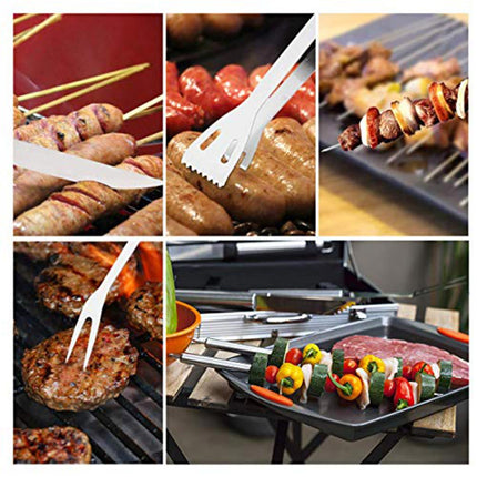 Set per barbecue pinza a molla coltello forchetta in acciaio con manico in legno per baciata grill carne pesce utensili da cucina - enzoled