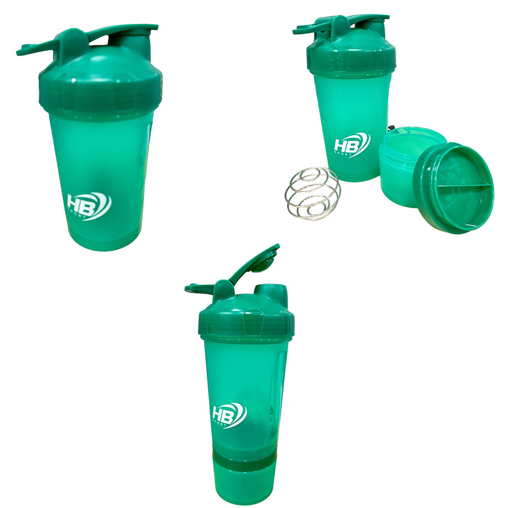 Shaker con apertura a scatta da 500 ml borraccia per sportivi con contenitore porta pillole porta proteine in polvere palla metallica per miscelare - enzoled