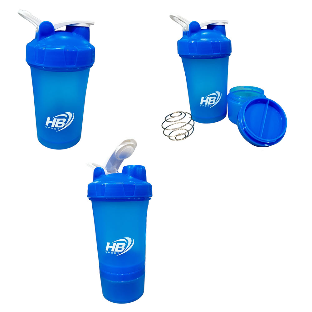 Shaker con apertura a scatta da 500 ml borraccia per sportivi con contenitore porta pillole porta proteine in polvere palla metallica per miscelare - enzoled