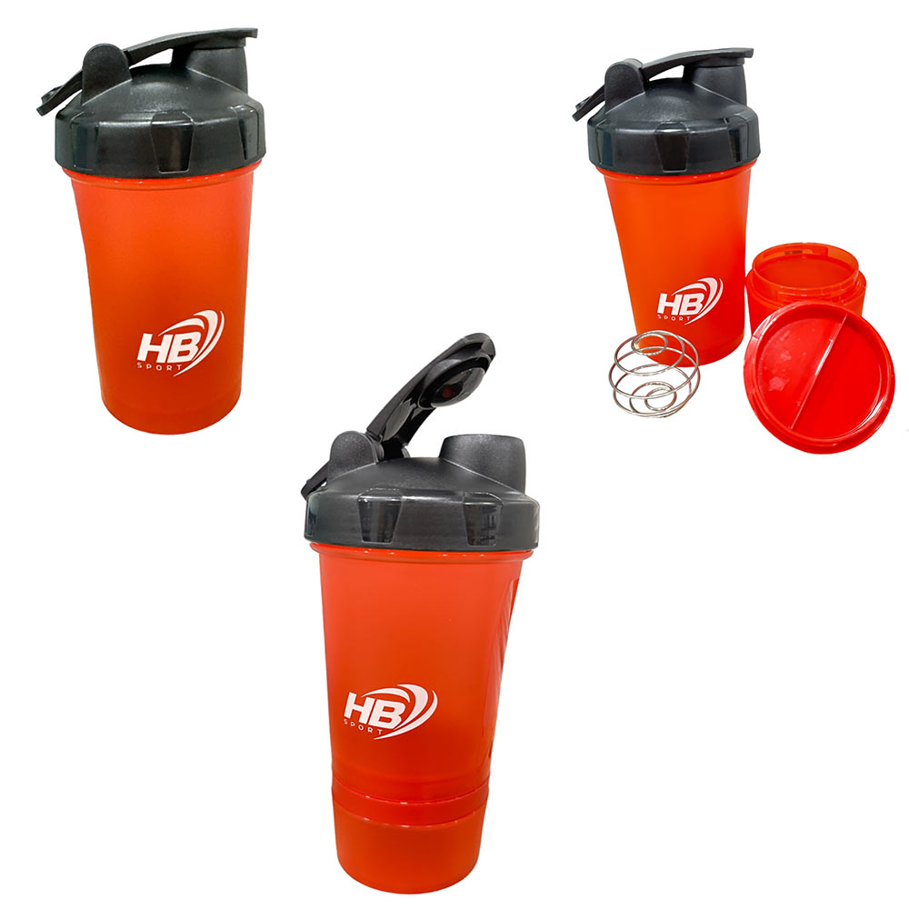 Shaker con apertura a scatta da 500 ml borraccia per sportivi con contenitore porta pillole porta proteine in polvere palla metallica per miscelare - enzoled