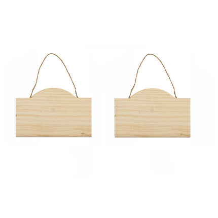 Targhetta in Legno 2 pz con Corda in Canapa da Appendere targa Personalizzabile da decoupage Pittura appendino per Porta rettangolo con Arco Varie Dimensioni - enzoled