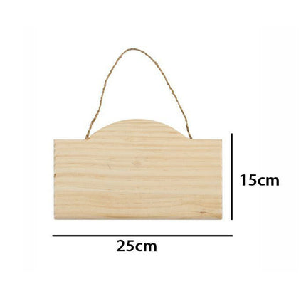 Targhetta in Legno 2 pz con Corda in Canapa da Appendere targa Personalizzabile da decoupage Pittura appendino per Porta rettangolo con Arco Varie Dimensioni - enzoled