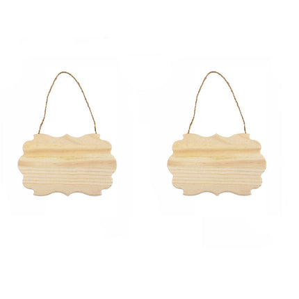 Targhetta in Legno 2 pz con Corda in Canapa da Appendere targa Personalizzabile da decoupage Pittura appendino per Porta vignetta Varie Dimensioni - enzoled