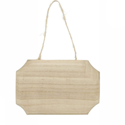 Targhetta in Legno 2 Pezzi con Corda in Canapa da Appendere Targa Personalizzabile da decoupage Pittura appendino per Porta rettangolo 10x15x1 cm - enzoled