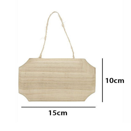Targhetta in Legno 2 Pezzi con Corda in Canapa da Appendere Targa Personalizzabile da decoupage Pittura appendino per Porta rettangolo 10x15x1 cm - enzoled