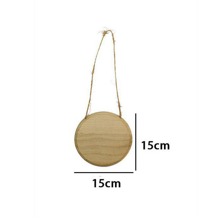 Targhetta in Legno 2 Pezzi con Corda in Canapa da Appendere Targa Personalizzabile da decoupage Pittura appendino per Porta Tondo 15x15x1 cm - enzoled