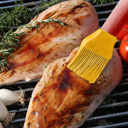 Kit barbecue 3 utensili coltello e forchettone in acciaio pennello con setole in silicone per grill carne baciata manico in legno attrezzi da cucina - enzoled