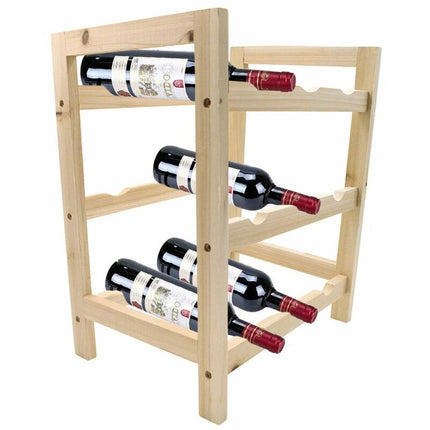 Cantinetta portabottiglie in legno 9 posti cantina per bottiglie di vino portabottiglia da terra 3 ripiani - enzoled