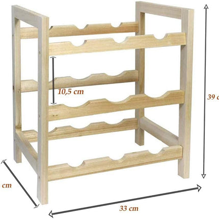 Cantinetta portabottiglie in legno 9 posti cantina per bottiglie di vino portabottiglia da terra 3 ripiani - enzoled