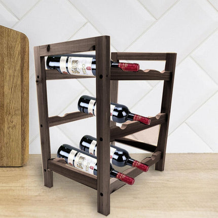 Cantinetta portabottiglie in legno 9 posti cantina per bottiglie di vino portabottiglia da terra 3 ripiani - enzoled