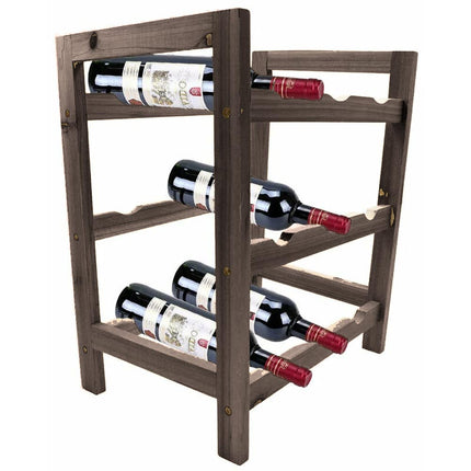 Cantinetta portabottiglie in legno 9 posti cantina per bottiglie di vino portabottiglia da terra 3 ripiani - enzoled