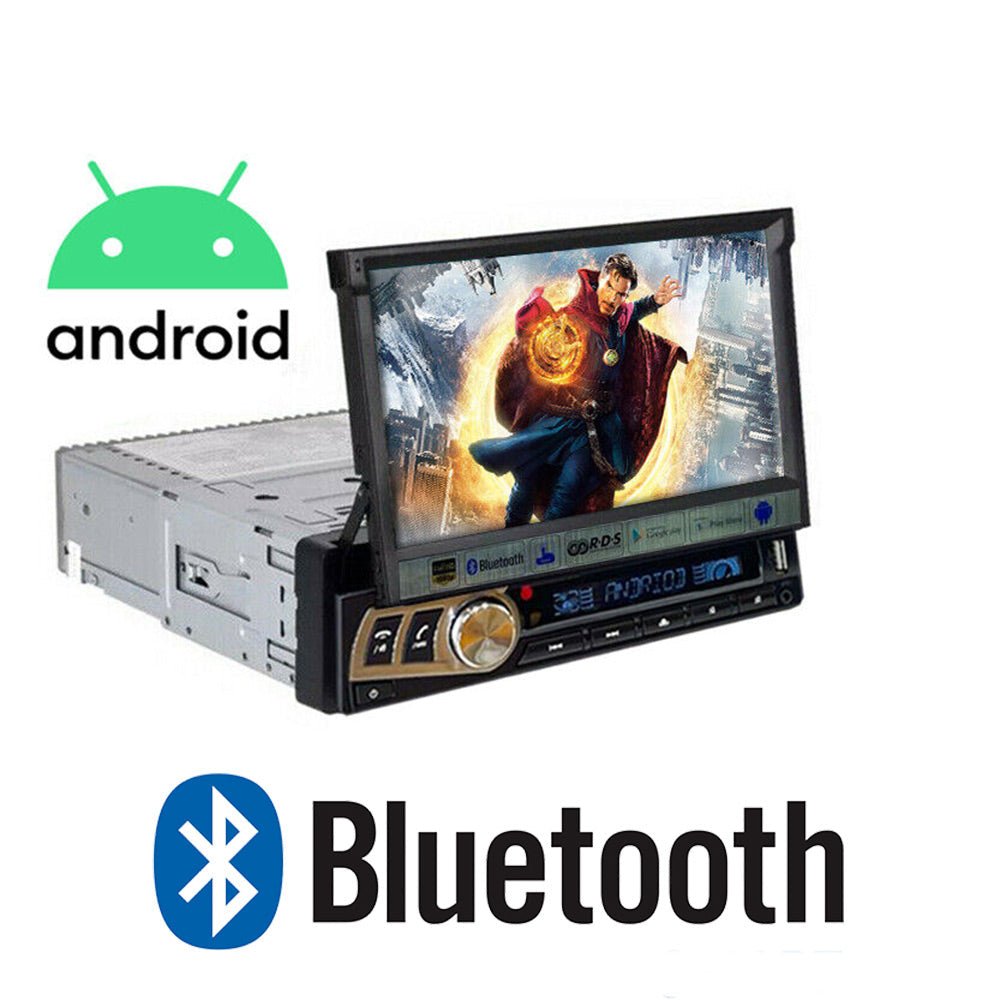 Autoradio con monitor a scomparsa 7” per auto 1 Din radio bluetooth touch screen GPS Android - enzoled