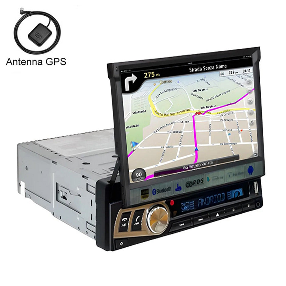 Autoradio con monitor a scomparsa 7” per auto 1 Din radio bluetooth touch screen GPS Android - enzoled