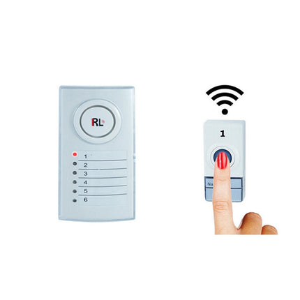 Campanello wireless senza-fili raggio d’azione 100 metri a batteria con indicatore led 6 trasmettitore  pulsante e 1 ricevitore 6 zone - enzoled