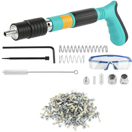 Pistola sparachiodi con 100 chiodi spara chiodi manuale per legno acciaio cemento con accessori fai da te - enzoled