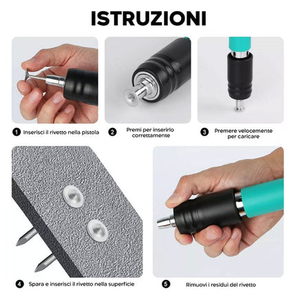 Pistola sparachiodi con 100 chiodi spara chiodi manuale per legno acciaio cemento con accessori fai da te - enzoled