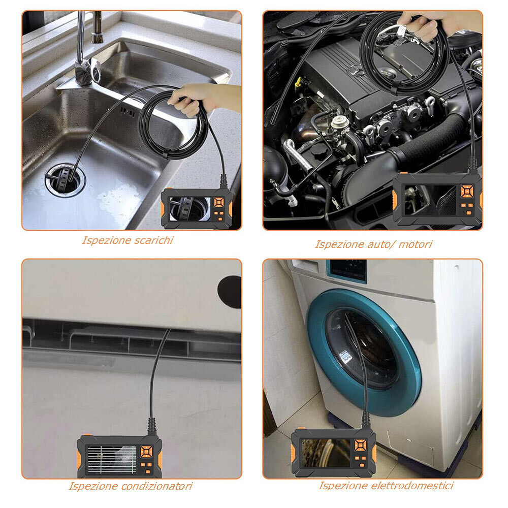 Telecamera endoscopica con sonda monitor 4,3” full hd 1080p 5 metri foto e video impermeabile IP67 - enzoled