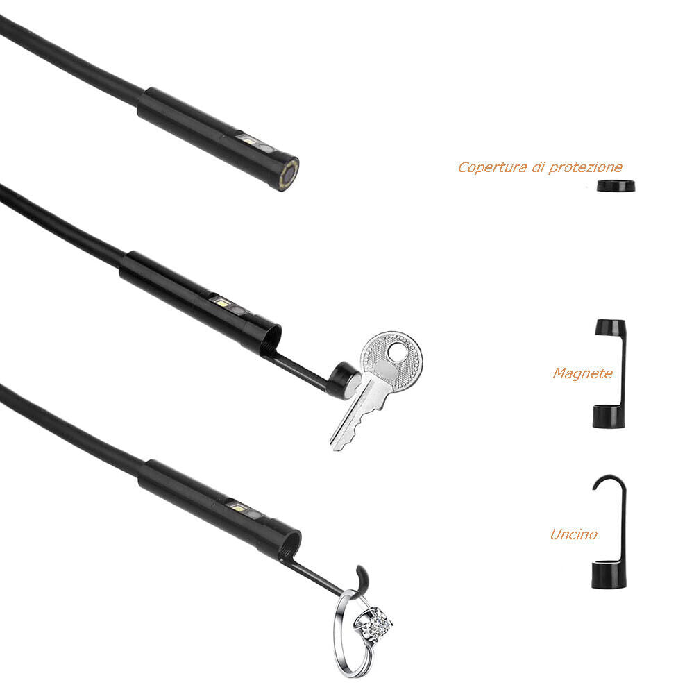 Telecamera endoscopica con sonda monitor 4,3” full hd 1080p 5 metri foto e video impermeabile IP67 - enzoled
