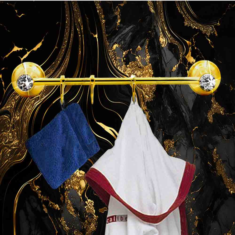 Appendino 3 ganci per accappatoio asciugamani da Bagno da Muro in acciaio oro con punto luce cristallo in acrilico accessori bagno - enzoled