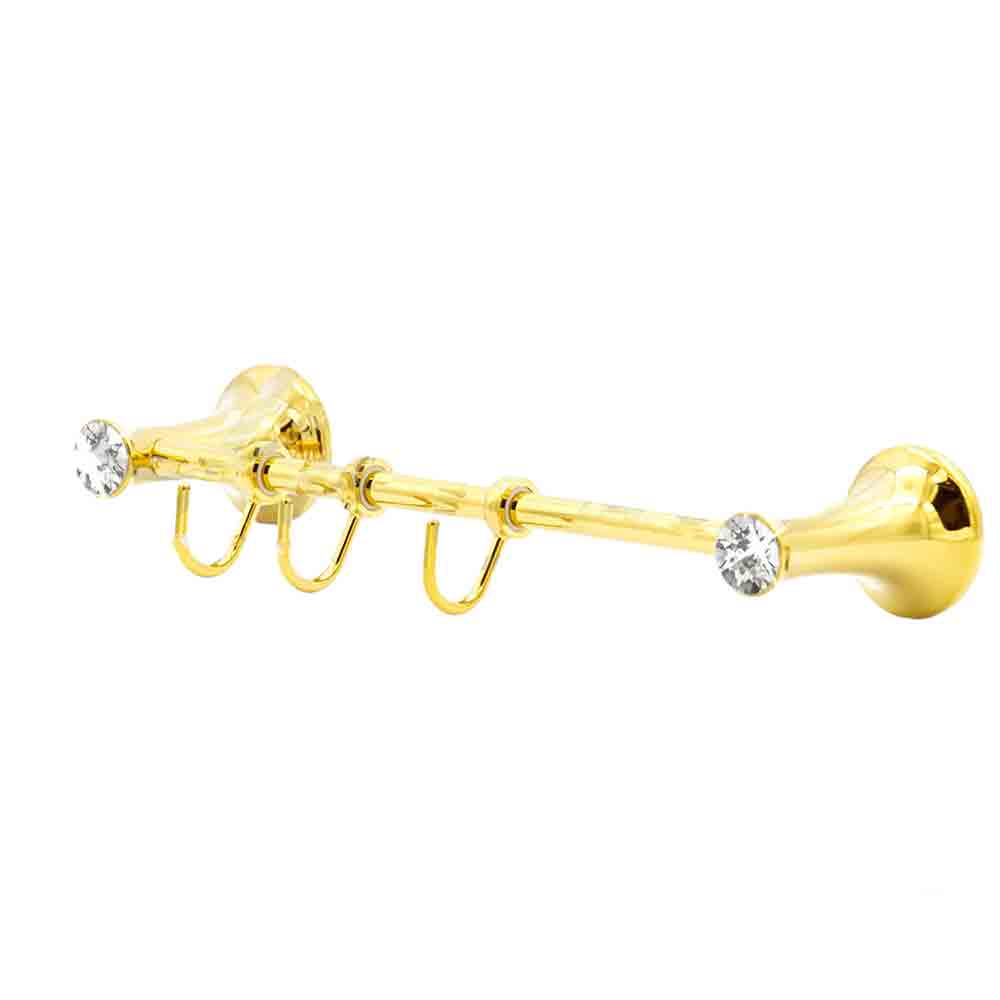 Appendino 3 ganci per accappatoio asciugamani da Bagno da Muro in acciaio oro con punto luce cristallo in acrilico accessori bagno - enzoled