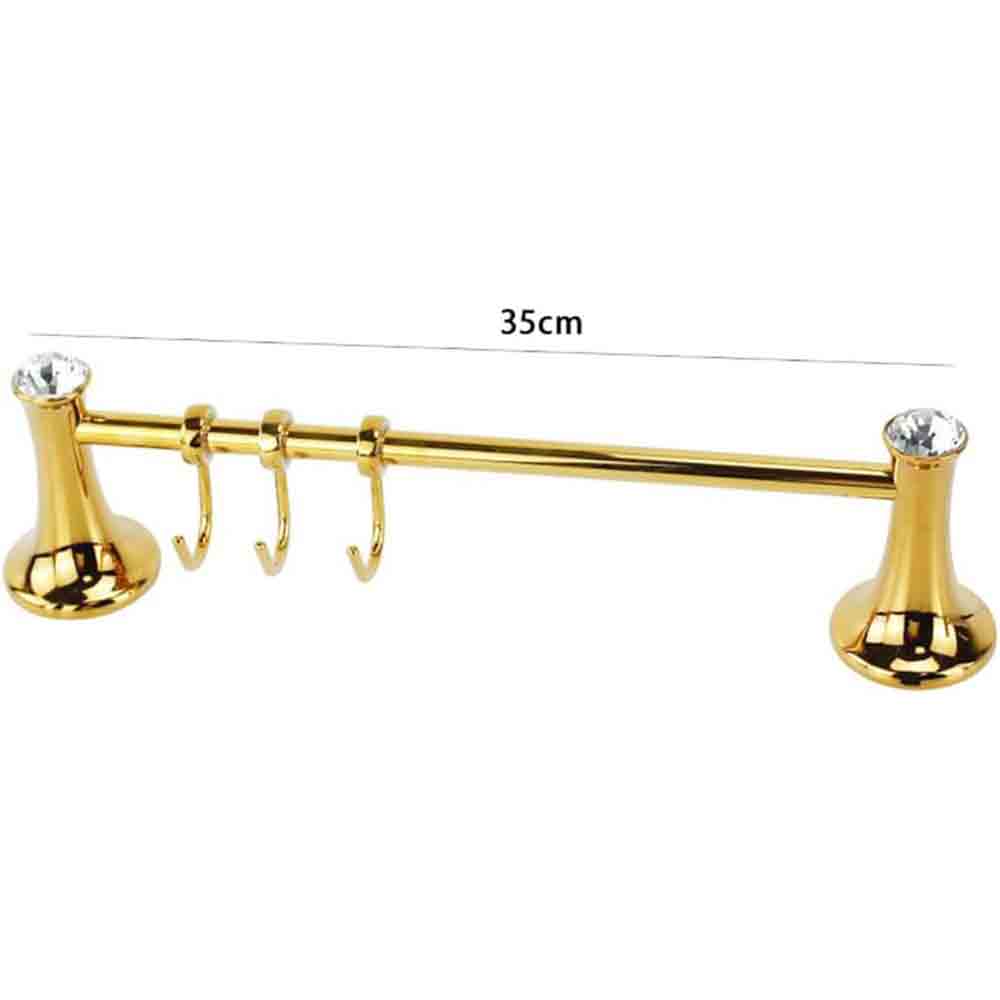 Appendino 3 ganci per accappatoio asciugamani da Bagno da Muro in acciaio oro con punto luce cristallo in acrilico accessori bagno - enzoled
