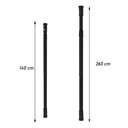 Bastone nero per tenda estensibile telescopica asta appendiabiti per armadio allungabile regolabile da 140 a 260 cm - enzoled