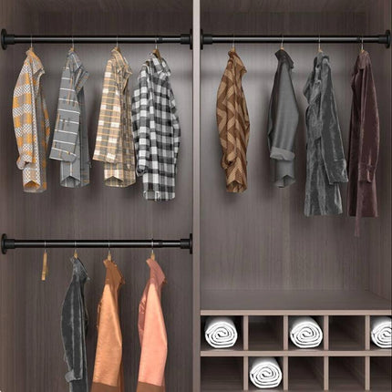 Bastone nero per tenda estensibile telescopica asta appendiabiti per armadio allungabile regolabile da 70 a 120 cm - enzoled