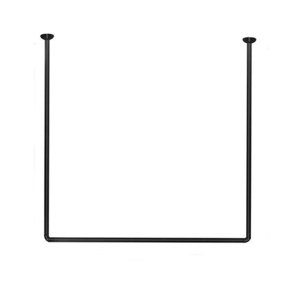 Bastone per tenda doccia universale a forma di U angolare con aste 80X80X80 cm nero asta per tende - enzoled