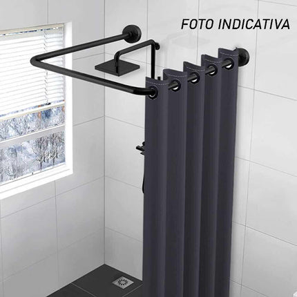 Bastone per tenda doccia universale a forma di U angolare con aste 80X80X80 cm nero asta per tende - enzoled