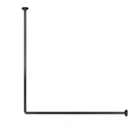 Bastone per tenda doccia universale a L angolare con aste 80x80 cm nero asta per tende - enzoled