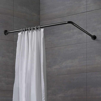 Bastone per tenda doccia universale a L angolare con aste 80x80 cm nero asta per tende - enzoled
