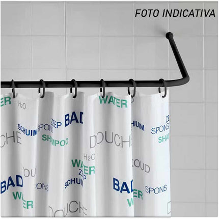 Bastone per tenda doccia universale a L angolare con aste 80x80 cm nero asta per tende - enzoled