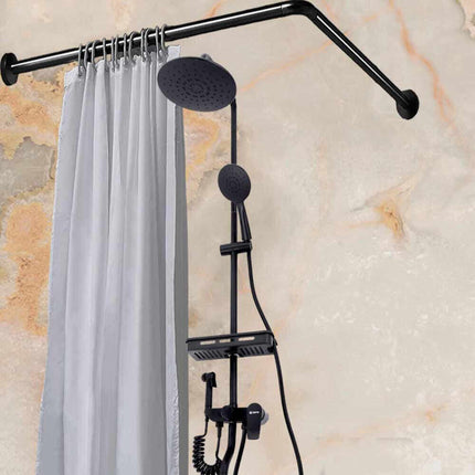 Bastone per tenda doccia universale a L angolare con aste 80x80 cm nero asta per tende - enzoled