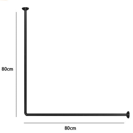 Bastone per tenda doccia universale a L angolare con aste 80x80 cm nero asta per tende - enzoled
