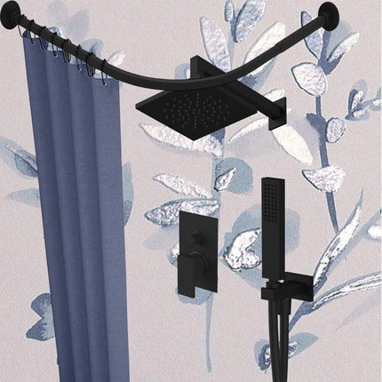 Bastone per tenda doccia universale curvo con aste 90x90 cm nero asta per tende arredo bagno - enzoled