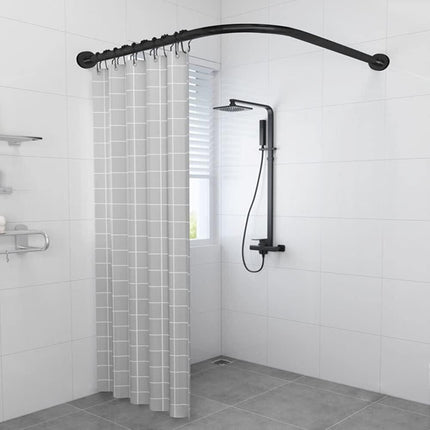 Bastone per tenda doccia universale curvo con aste 90x90 cm nero asta per tende arredo bagno - enzoled