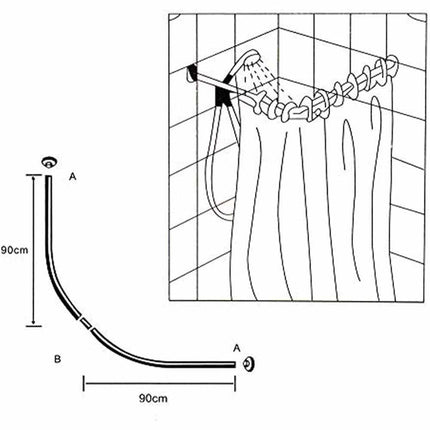 Bastone per tenda doccia curvo universale aste 90x90 cm bianco asta per tende arredo bagno - enzoled