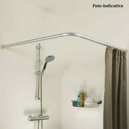 Bastone per tenda doccia universale regolabile angolare con aste 80 cm argento asta per tende - enzoled