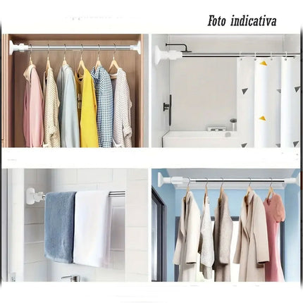 Bastone silver per tenda estensibile telescopica asta appendiabiti per armadio allungabile regolabile da 70 a 120 cm - enzoled
