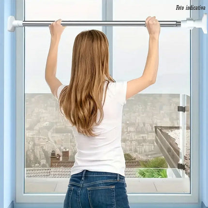 Bastone silver per tenda estensibile telescopica asta appendiabiti per armadio allungabile regolabile da 70 a 120 cm - enzoled