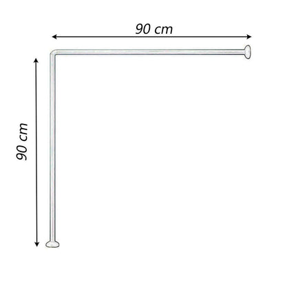 Bastone per tenda doccia universale regolabile angolare con aste 90 cm argento o bianca asta per tende - enzoled