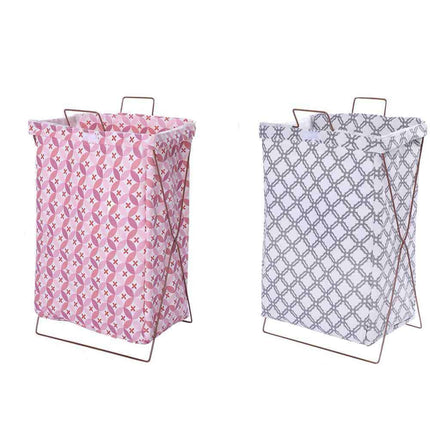 Cesto porta biancheria pieghevole sacca richiudibile per panni sporchi da bagno lavanderia 55x35x25 cm - enzoled