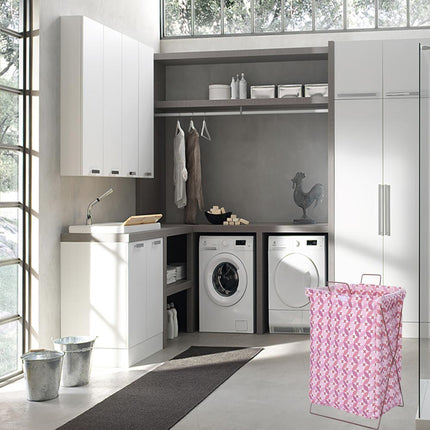 Cesto porta biancheria pieghevole sacca richiudibile per panni sporchi da bagno lavanderia 55x35x25 cm - enzoled