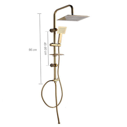 Colonna doccia moderna saliscendi con soffione quadrata doccetta telefono e portasapone per box doccia oro - enzoled
