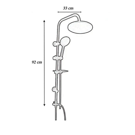 Colonna doccia moderna saliscendi con soffione rotondo doccetta telefono e portasapone per box doccia nero - enzoled