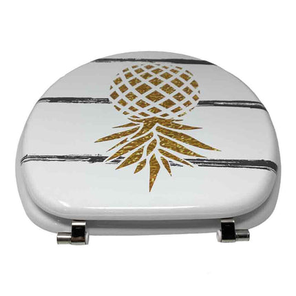 Copriwater in Legno MDF serigrafato tavoletta da Bagno WC con Stampa Ananas Cerniere in Acciaio 45x38 cm - enzoled