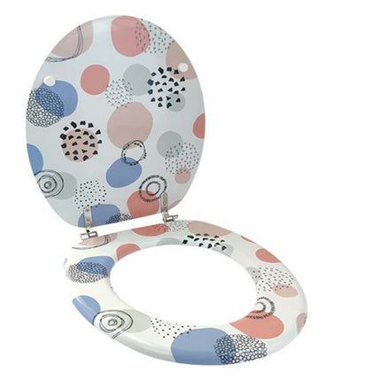 Copriwater in Legno MDF serigrafato tavoletta da Bagno WC con Stampa colorata multicolor Cerniere in Acciaio 43x38 cm - enzoled