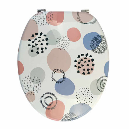 Copriwater in Legno MDF serigrafato tavoletta da Bagno WC con Stampa colorata multicolor Cerniere in Acciaio 43x38 cm - enzoled