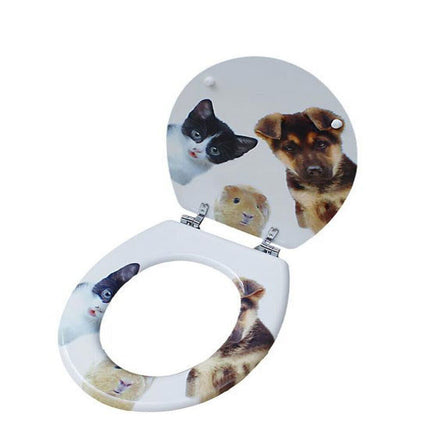 Copriwater in legno mdf serigrafato tavoletta da bagno wc con stampa di animali cerniere in acciaio - enzoled