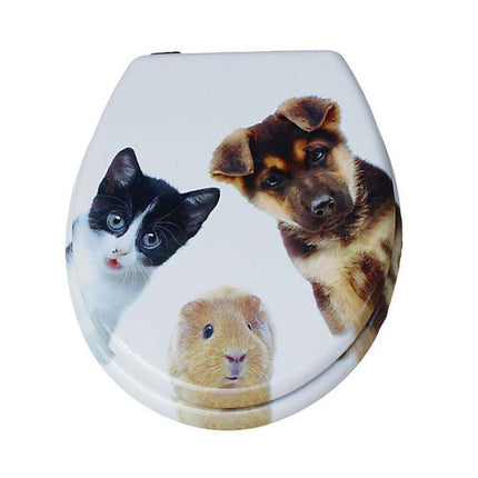 Copriwater in legno mdf serigrafato tavoletta da bagno wc con stampa di animali cerniere in acciaio - enzoled